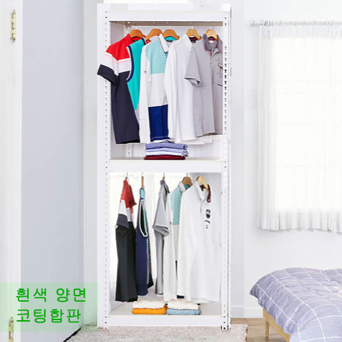 [무볼트앵글 - 헹거 1열 3단]bd  -  013-2[흰색 양면코팅 합판]가로1200mm폭400/450/500mm선택높이2100mm[배송비무료]